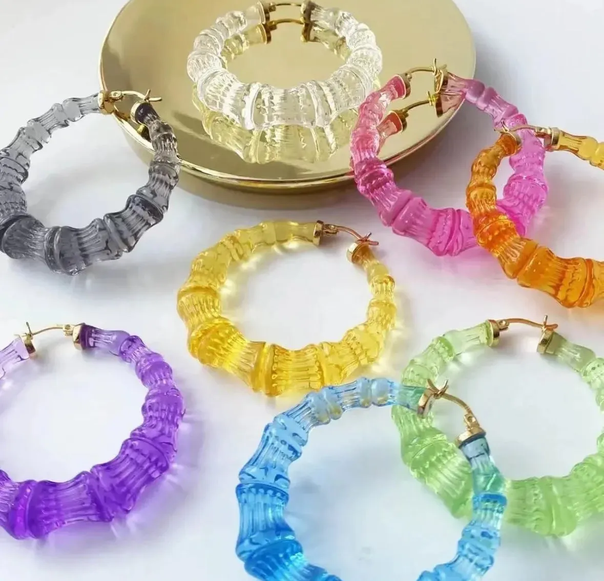 CRYSTAL CLEAR BAMBOO HOOPS (ROUND)