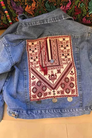 Custom Order - Ramallah Chest Panel Hand Embroidered Jeans Jacket