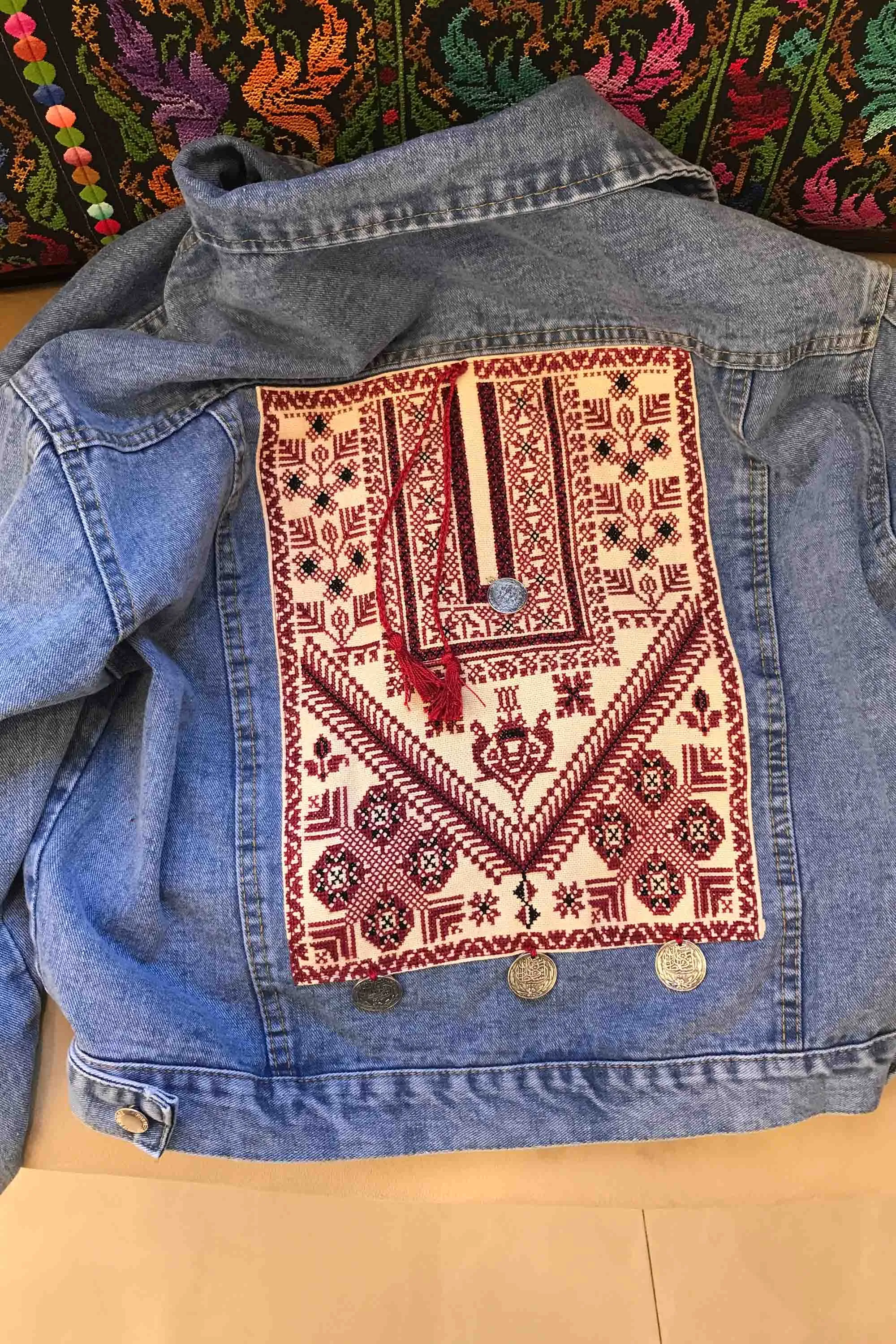 Custom Order - Ramallah Chest Panel Hand Embroidered Jeans Jacket