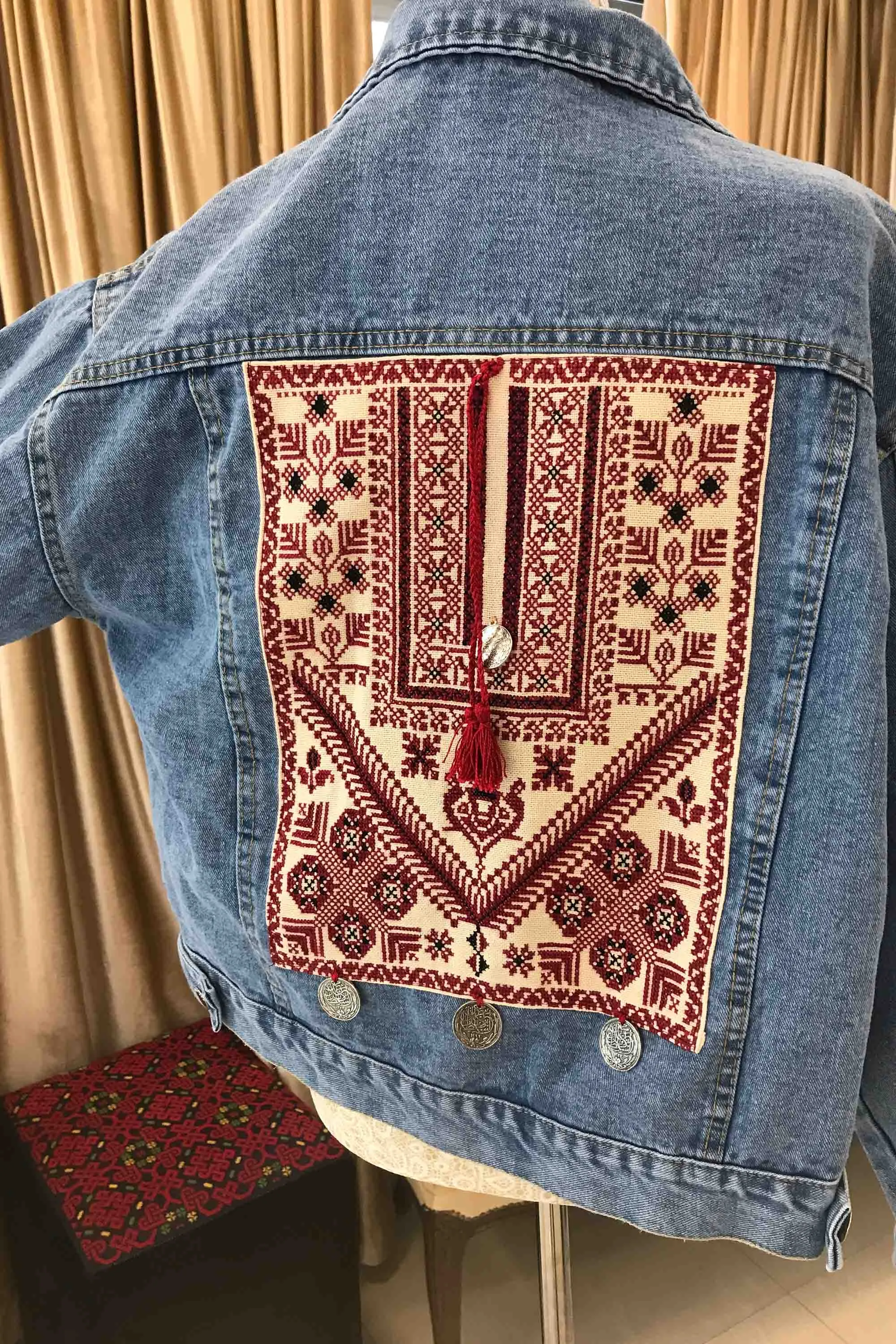 Custom Order - Ramallah Chest Panel Hand Embroidered Jeans Jacket