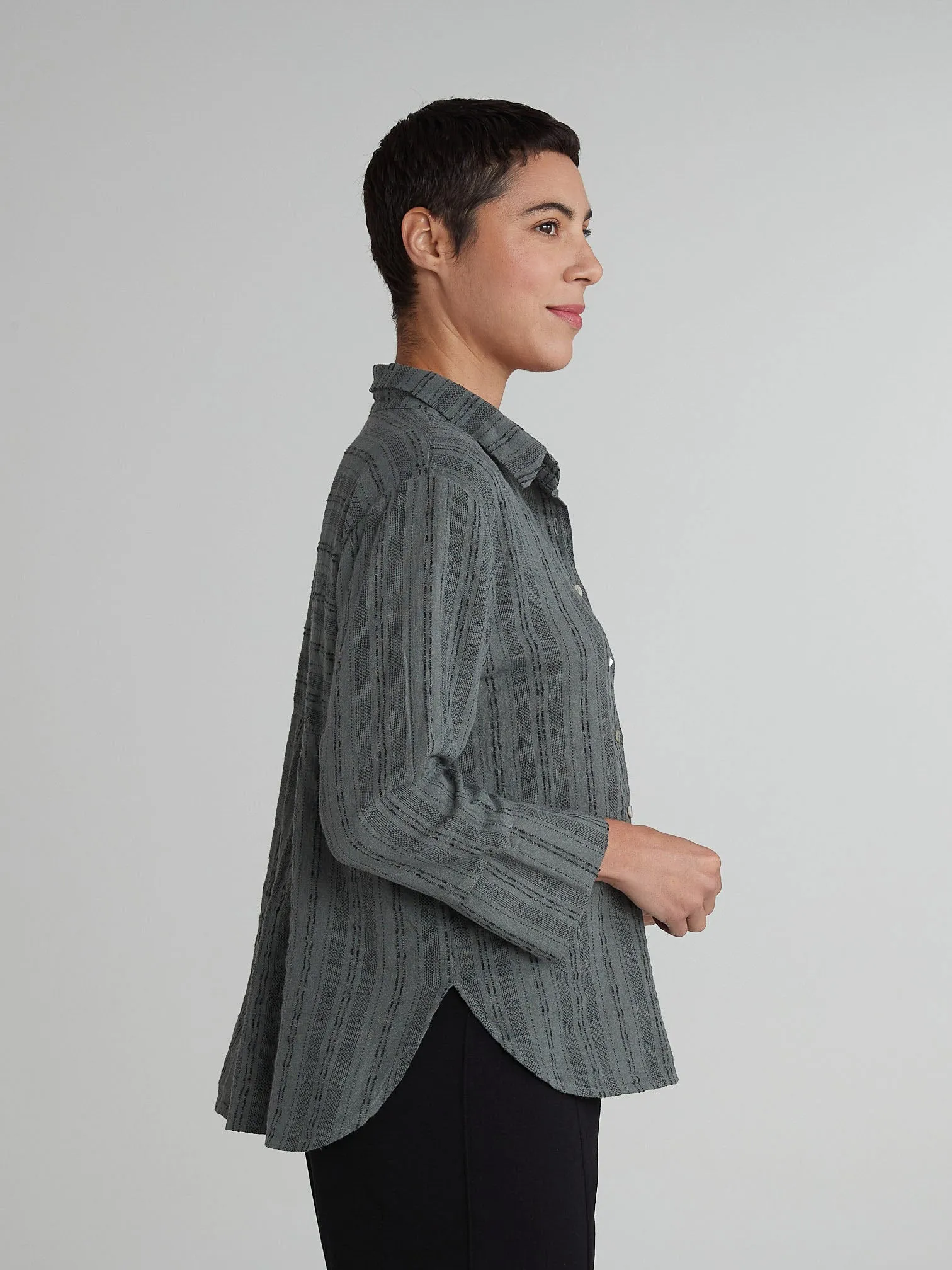Cut Loose Pinstripe Linen Crop Easy Shirt, Style #5146986
