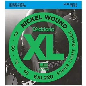 D'Addario EXL220 Set of 4 String Bass Nickel Wound 40 - 95 Gauge Long Scale