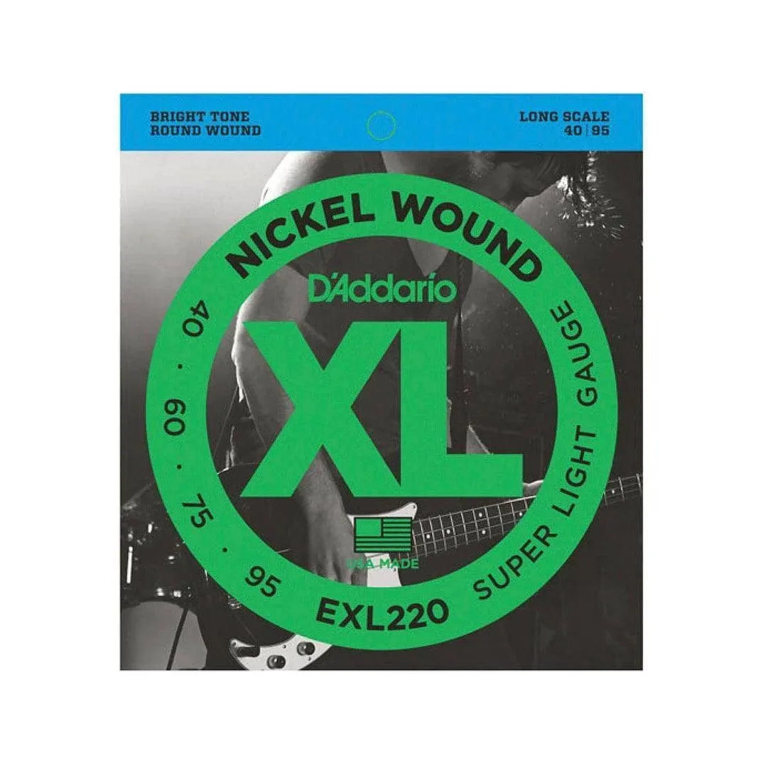 D'Addario EXL220 Set of 4 String Bass Nickel Wound 40 - 95 Gauge Long Scale