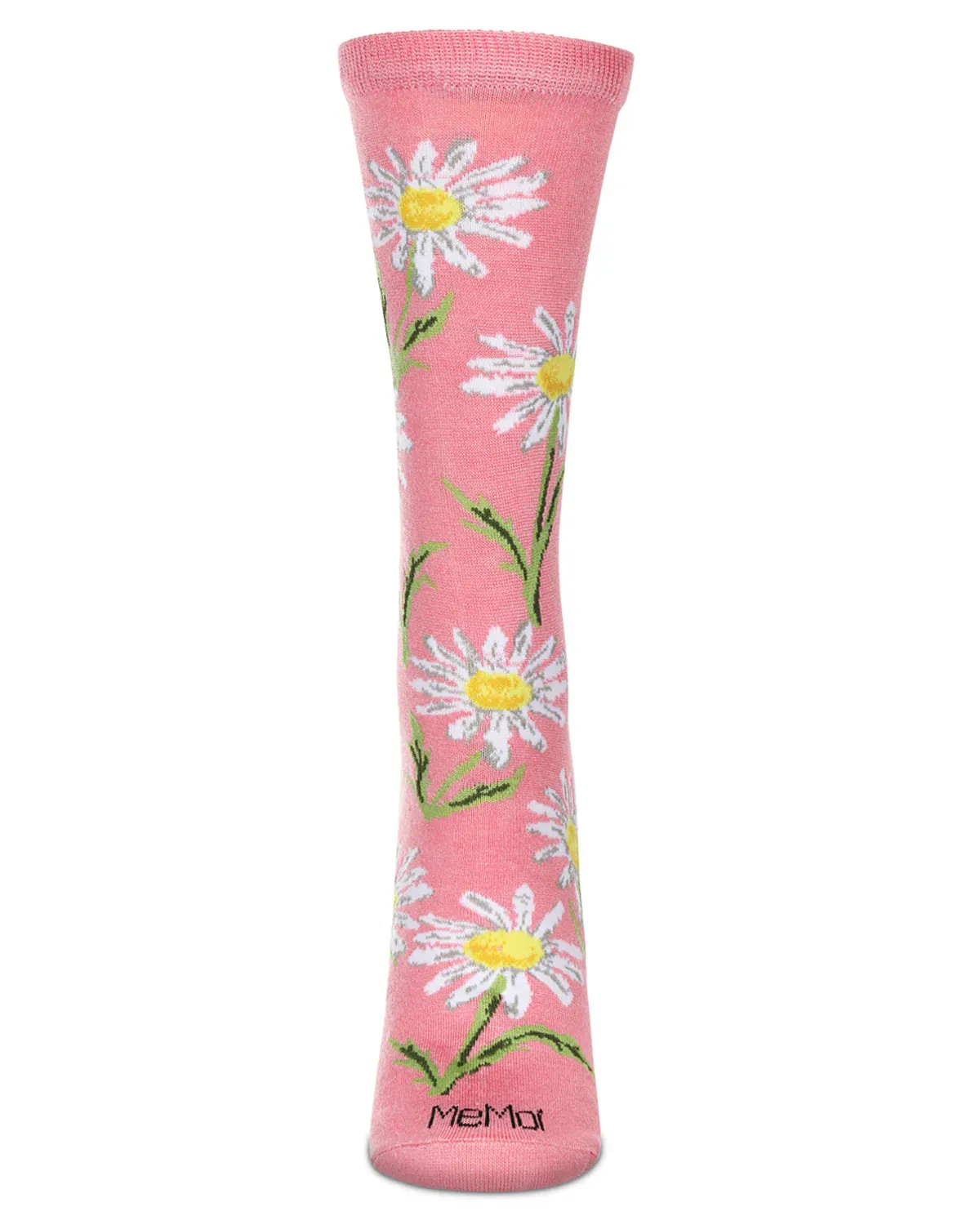 Daisy Bamboo Crew Socks In Salmon Rose - MeMoi