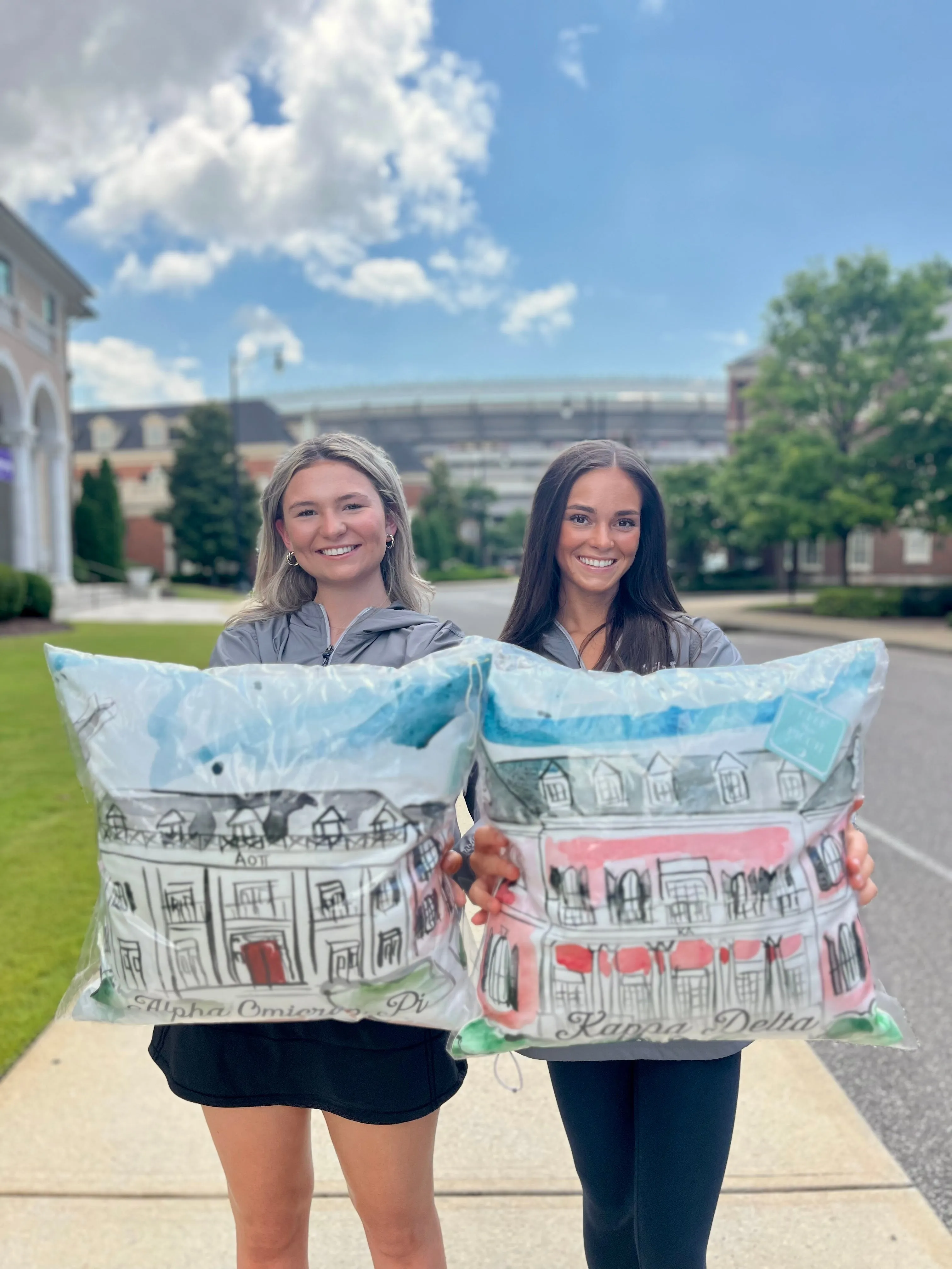 Delta Delta Delta Watercolor Sorority House Pillow