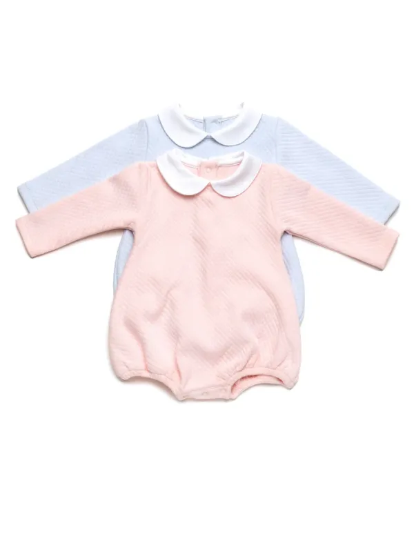 Diamond Quilt Long Sleeve Pima Bubble | Lt Pink