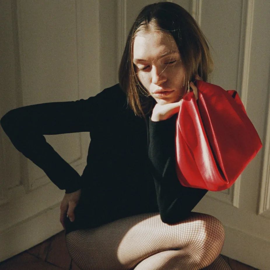 Double Handle Bag - Red Silk Satin