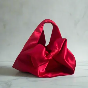 Double Handle Bag - Red Silk Satin