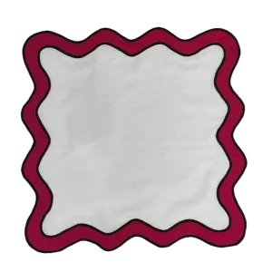 Double Scalloped Red and White Cotton Placemats