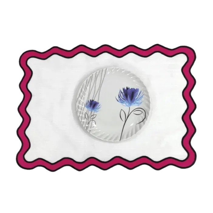 Double Scalloped Red and White Cotton Placemats