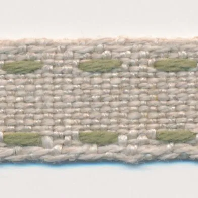 Double Stitched Linen Ribbon #8 Ecru & Green