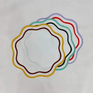 Double Trim Scalloped Round Cotton Placemats
