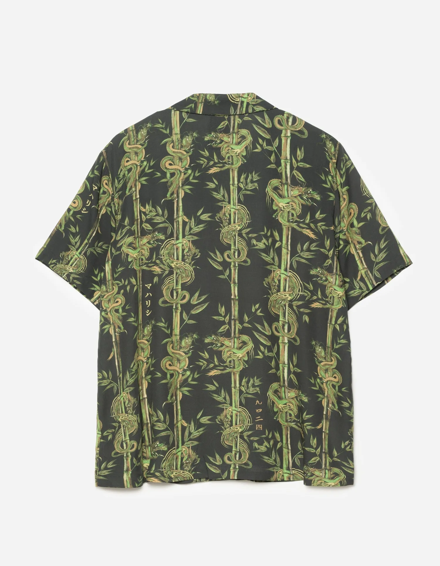 DRAGON BAMBOO CAMP COLLAR SHIRT - BLACK