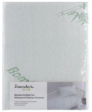 Dreamaker Bamboo Knitted Waterproof Cot Mattress Protector