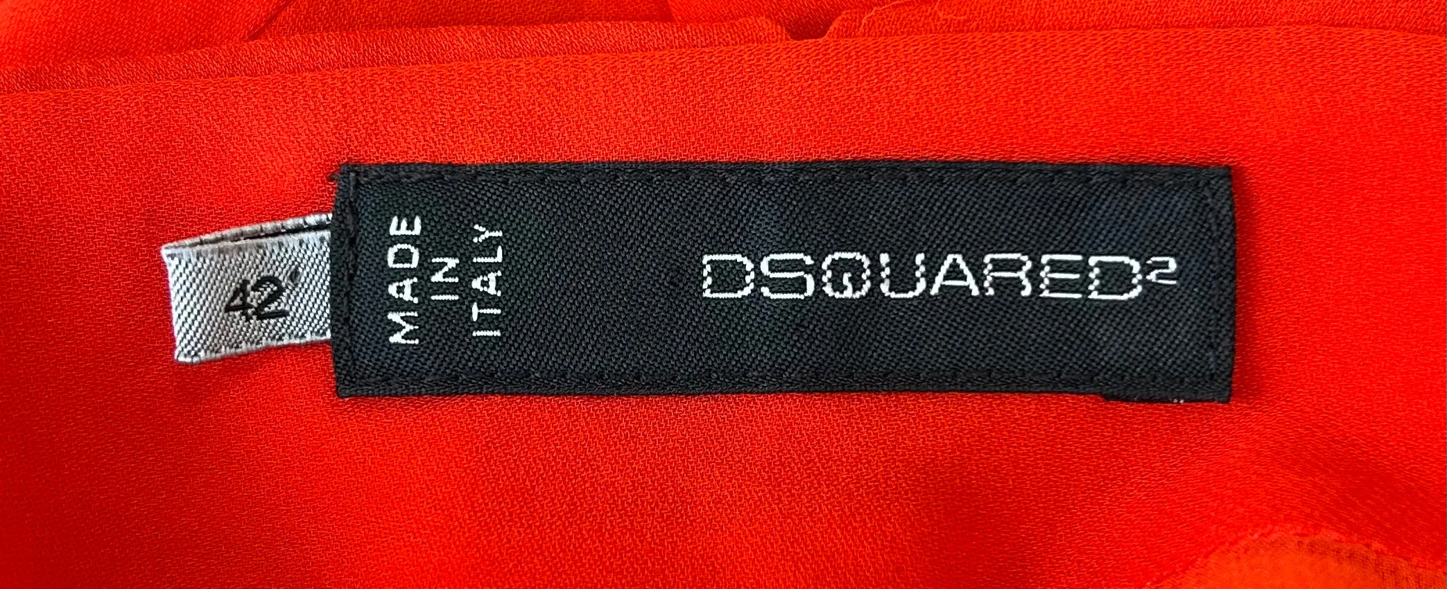 DSquared2 2000s Bright Red Silk Peek-a-Boo Bodice with Dramatic Back Cocktail Dress