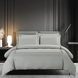 Egyptian Cotton 300 Thread Count Opulence Collection Emily Silver Duvet Cover Set