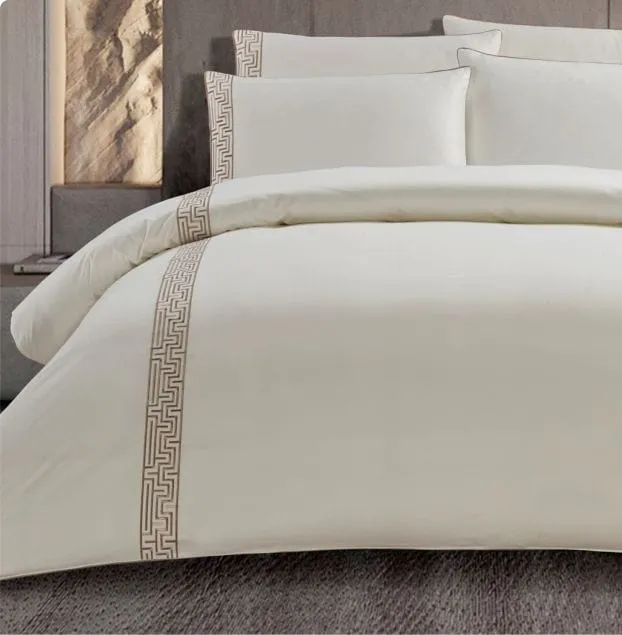 Egyptian Cotton 300 Thread Count Roberto Cream Duvet Cover Set