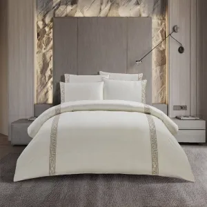 Egyptian Cotton 300 Thread Count Roberto Cream Duvet Cover Set