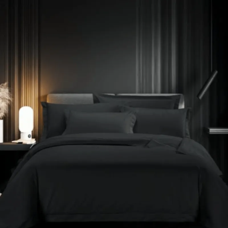 Egyptian Cotton 400 Thread Count Black Duvet Cover Set