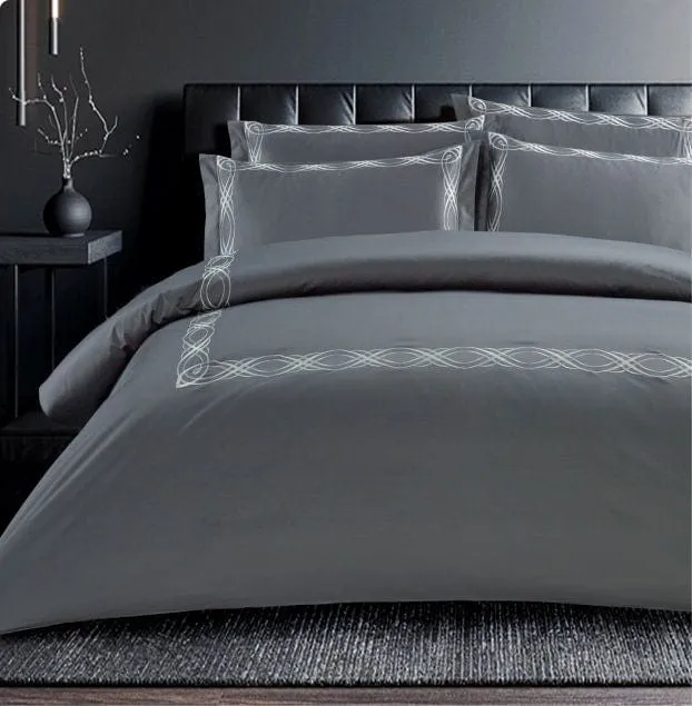 Egyptian Cotton 400 Thread Count Donato Grey Duvet Cover Set