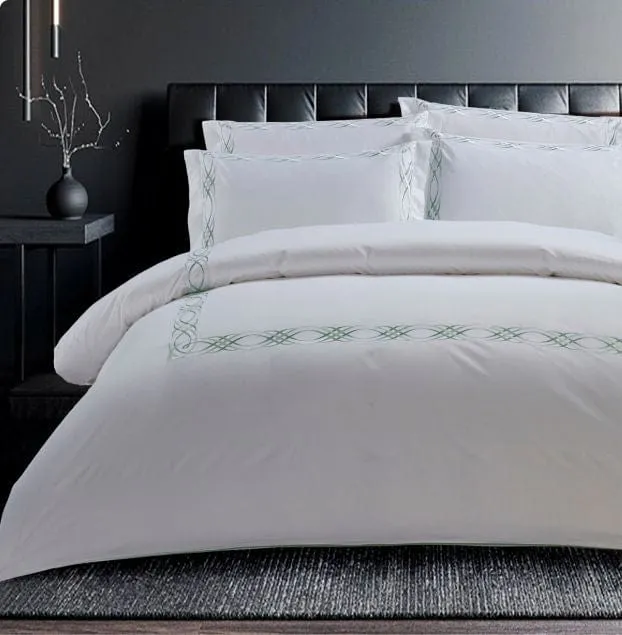 Egyptian Cotton 400 Thread Count Donato White & Duck Egg Duvet Cover Set