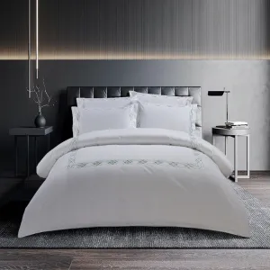 Egyptian Cotton 400 Thread Count Donato White & Duck Egg Duvet Cover Set