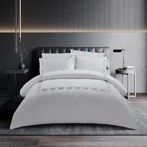Egyptian Cotton 400 Thread Count Donato White and Grey Duvet Cover Set