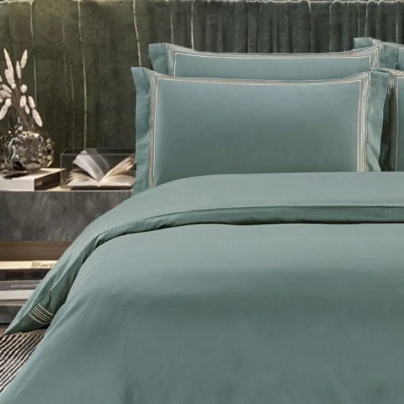 Egyptian Cotton 400 Thread Count Giorgio Duck egg & Cream Duvet Cover Set