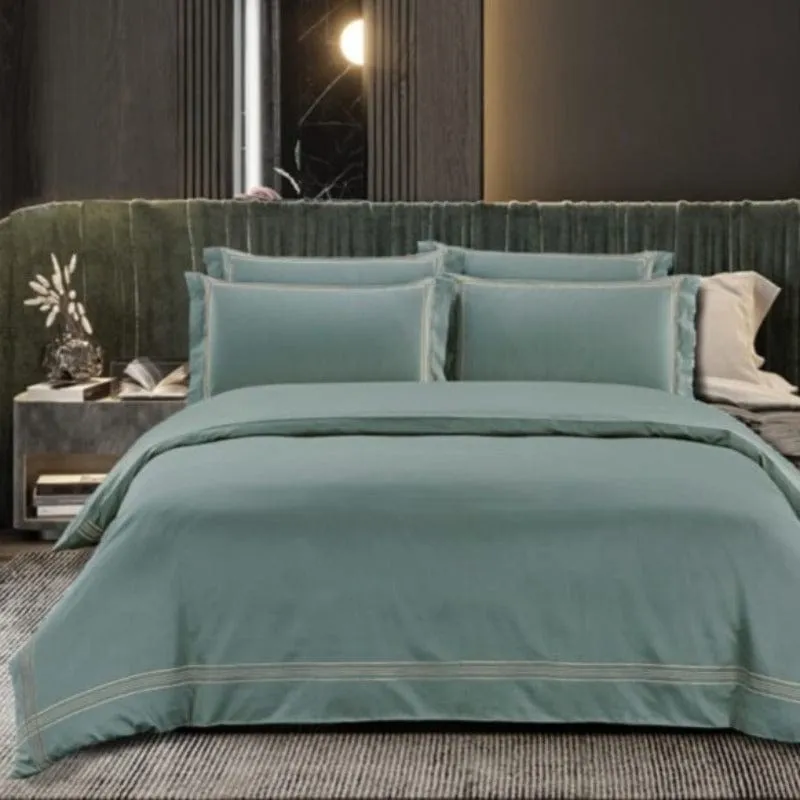 Egyptian Cotton 400 Thread Count Giorgio Duck egg & Cream Duvet Cover Set