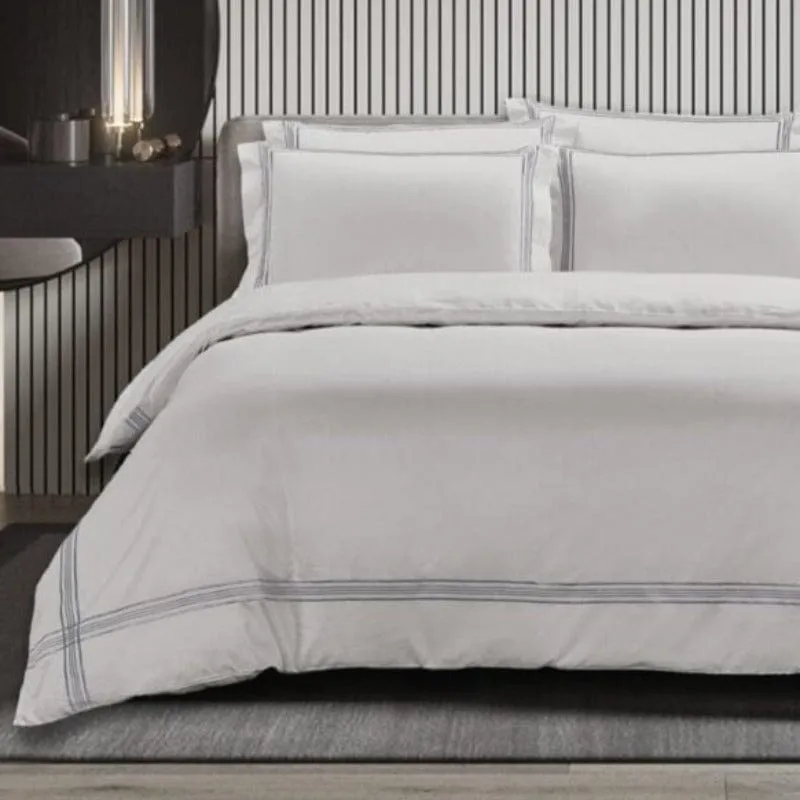 Egyptian Cotton 400 Thread Count Giorgio Silver & Grey Duvet Cover Set