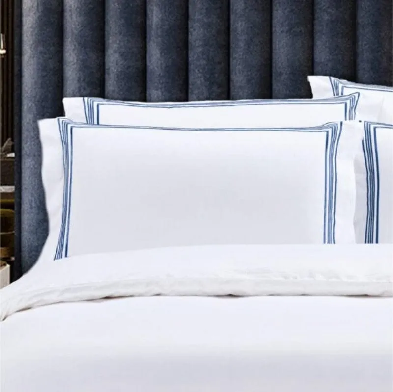 Egyptian Cotton 400 Thread Count Giorgio White & Navy Duvet Cover Set