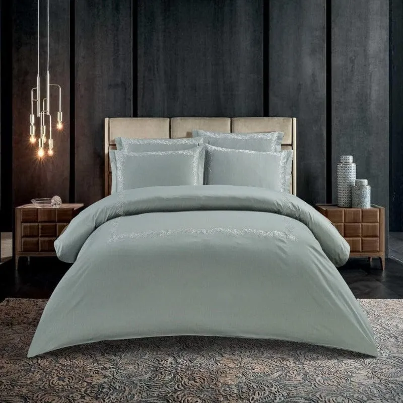 Egyptian Cotton 400 Thread Count Liana Duck Egg Duvet Cover Set