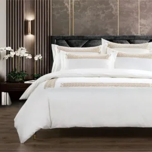 Egyptian Cotton 400 Thread Count Ottavia Cream & Stone Duvet Cover Set
