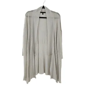 Eileen Fisher Cardigan Sweater Medium Cream Silk Knit Mid Length Open Front