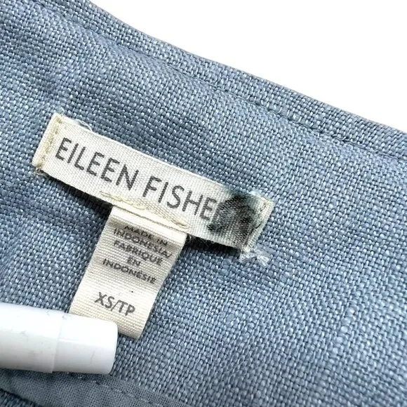 Eileen Fisher Dawn Open Front Organic Linen Jacket Blue Size XS