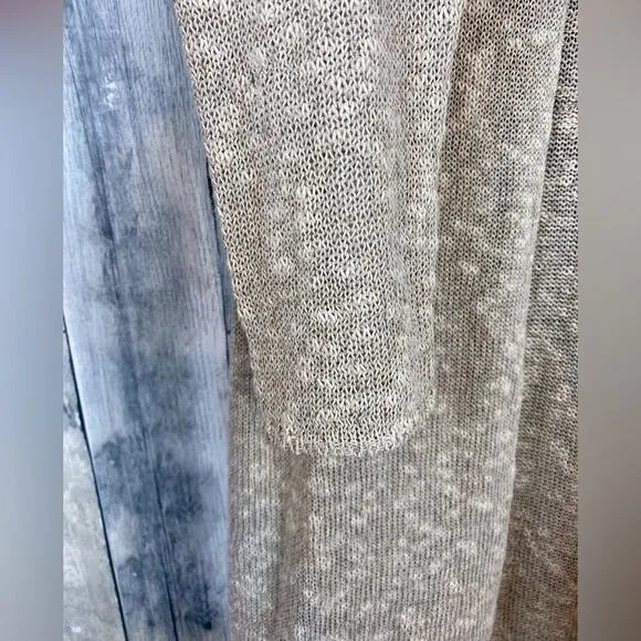 Eileen Fisher Linen Blend Gold Metallic Open Front. Cardigan Size Small Petite.