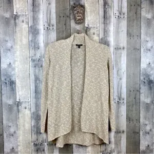 Eileen Fisher Linen Blend Gold Metallic Open Front. Cardigan Size Small Petite.