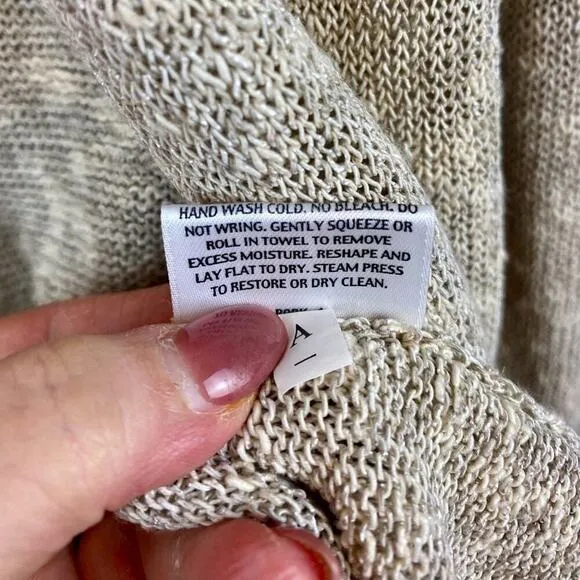 Eileen Fisher Linen Blend Gold Metallic Open Front. Cardigan Size Small Petite.