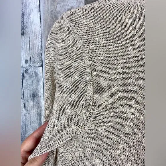 Eileen Fisher Linen Blend Gold Metallic Open Front. Cardigan Size Small Petite.