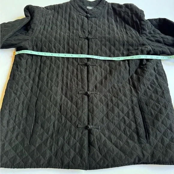 Eileen Fisher Women's Medium Silk Linen Quilted Asian Tunic Coat Jacket Black