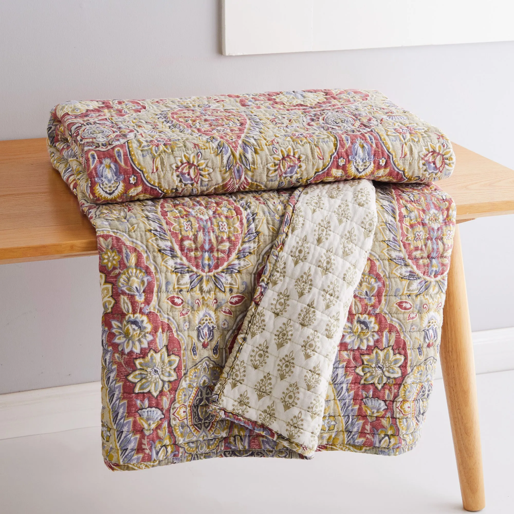 Emel Red Quilted Throw