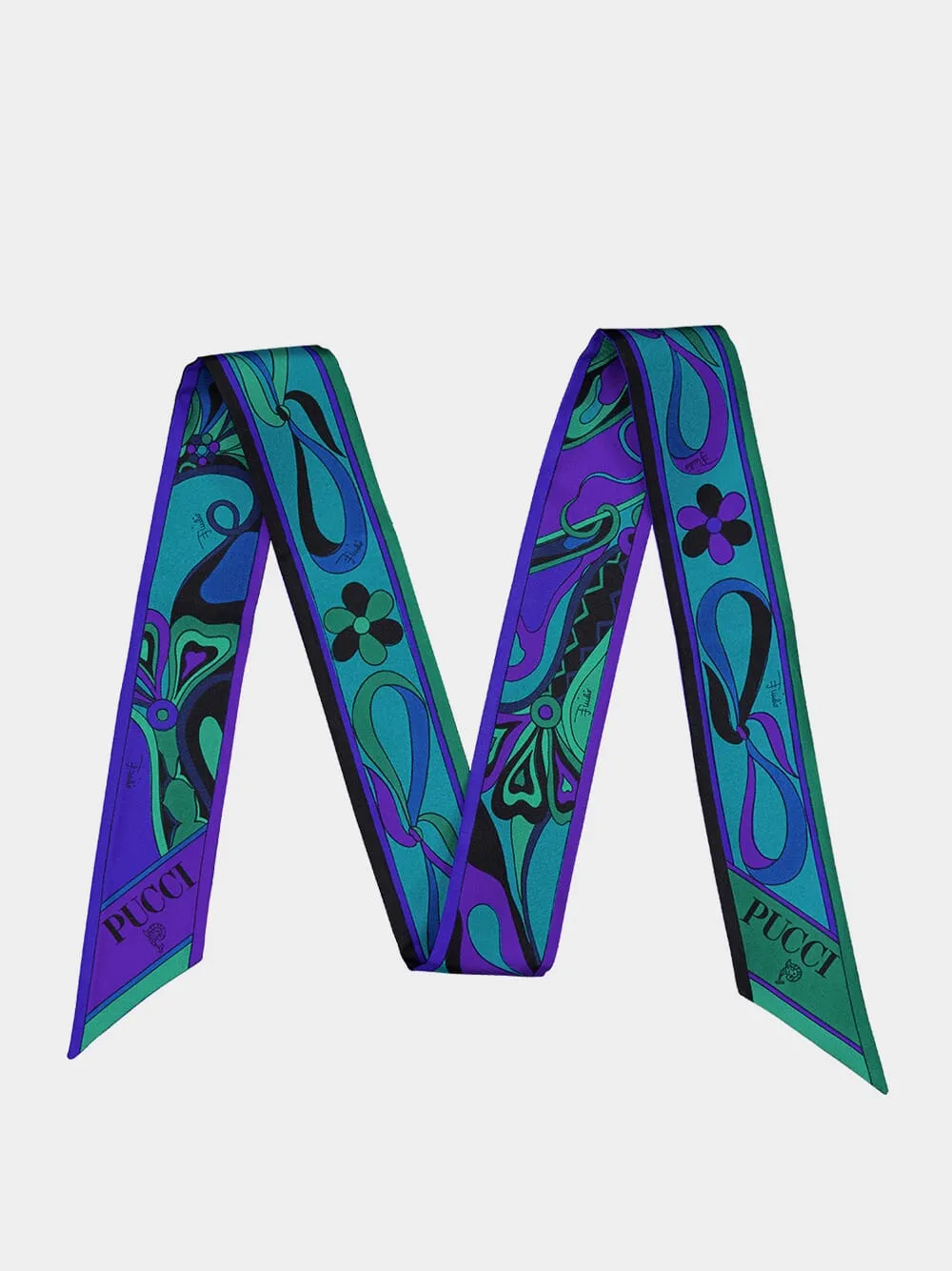 Emerald Mixed Print Silk Twill Scarf