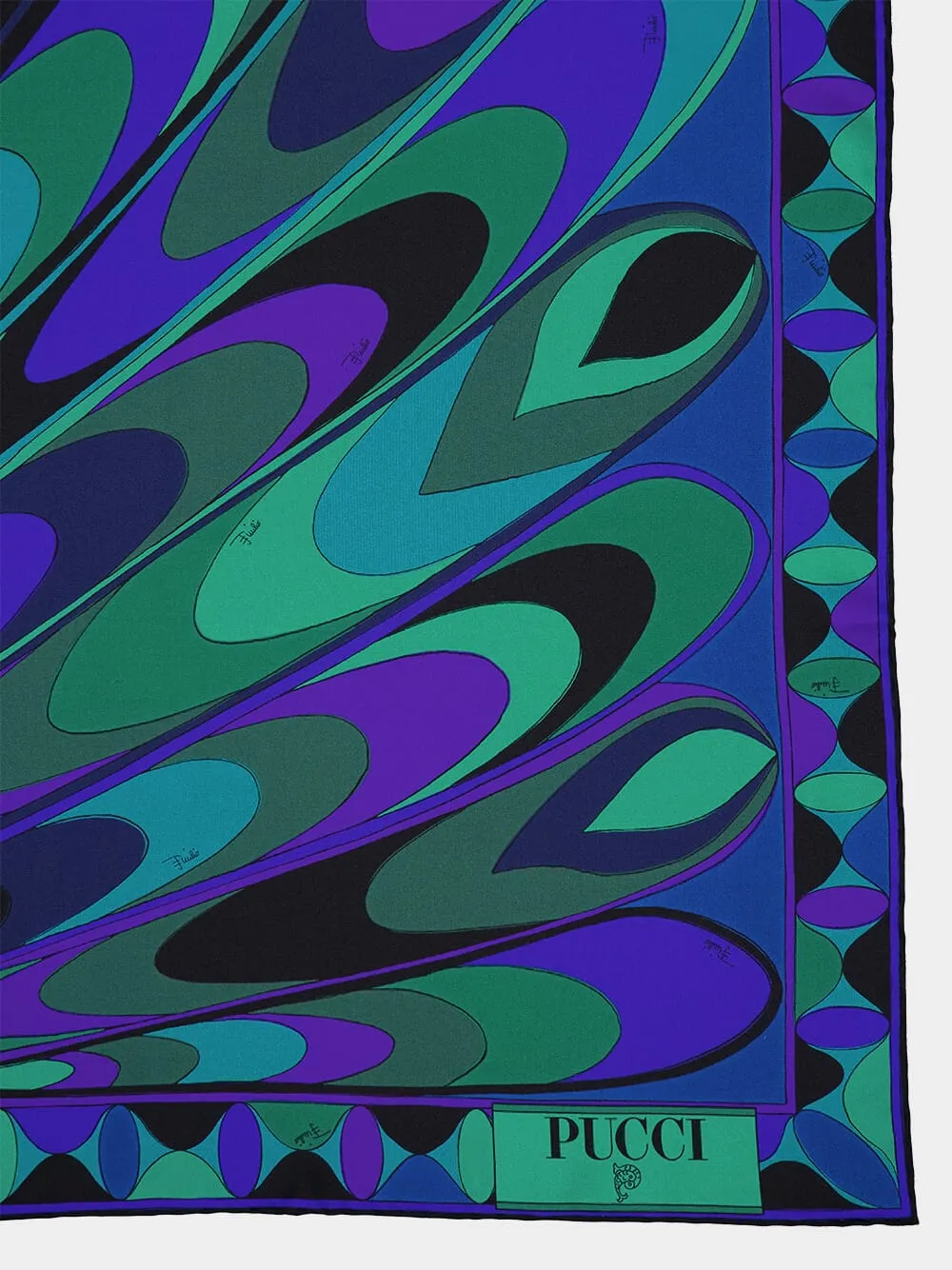 Emerald Onde & Iride Silk Twill Carré