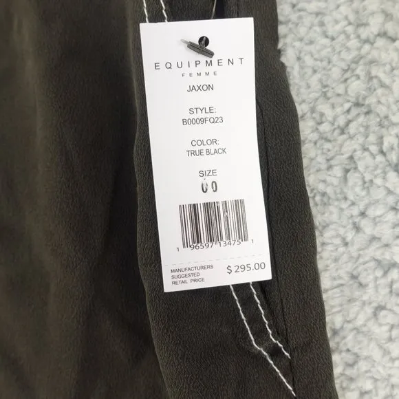Equipment Women's Jaxon Silk Short in True Black size 00 NWT $295