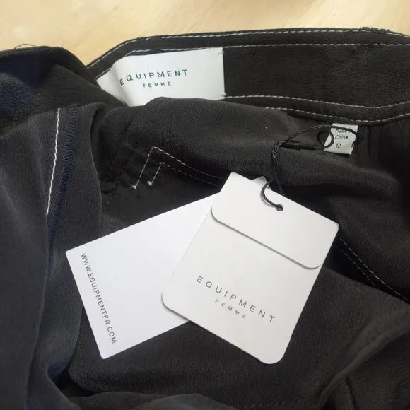 Equipment Women's Jaxon Silk Short in True Black size 00 NWT $295
