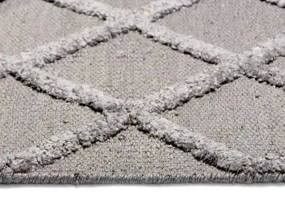 Estelle Lattice Grey Modern Silk Rug