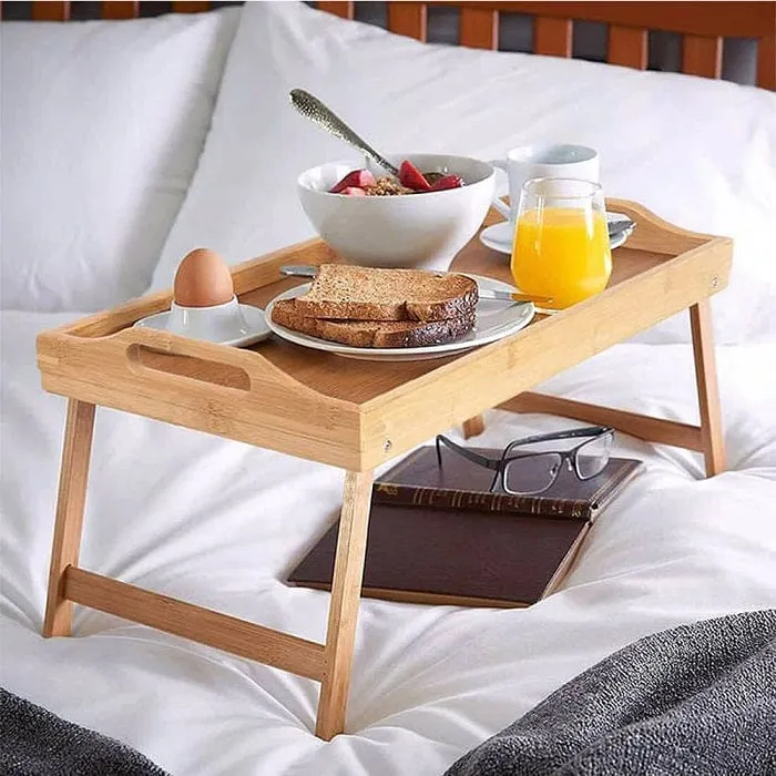 Excellent Houseware Bamboo Serving Tray For Bed 50x30cm