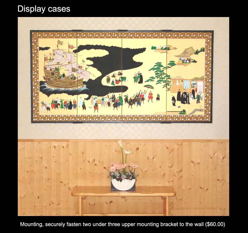Ezaki Junzo - Japanese Traditional Hand Paint Byobu (Gold Silk Folding Screen) - X145 - Free Shipping