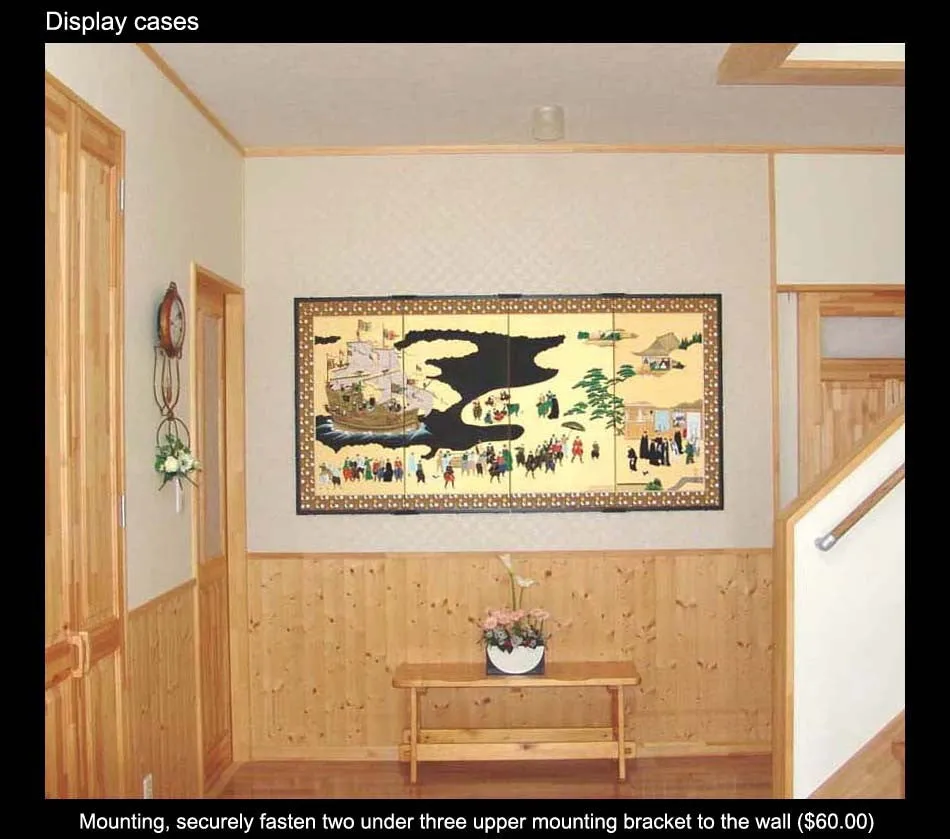 Ezaki Junzo - Japanese Traditional Hand Paint Byobu (Gold Silk Folding Screen) - X145 - Free Shipping