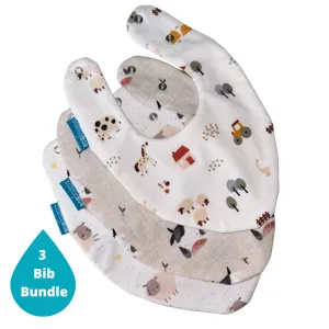 Farm Yard Animals Bundle of 3 Waterproof Dribble Bibs